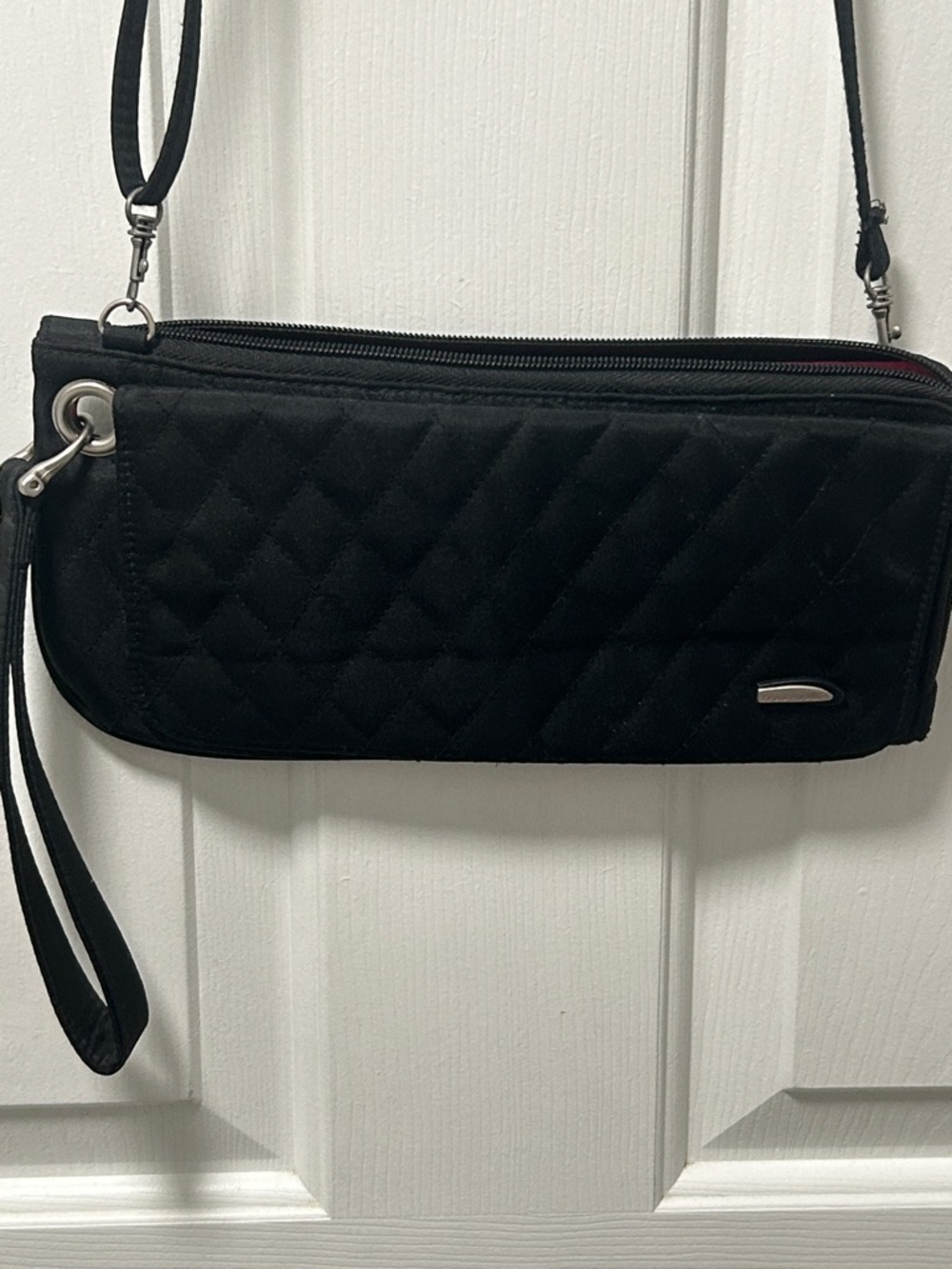 Travelon Black Quilted Crossbody Wristlet Bag